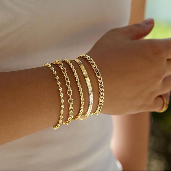 Gold Bracelets for Women,Dainty Bracelets Set for Women Trendy, Gold Bracelets S - Picture 3 of 9